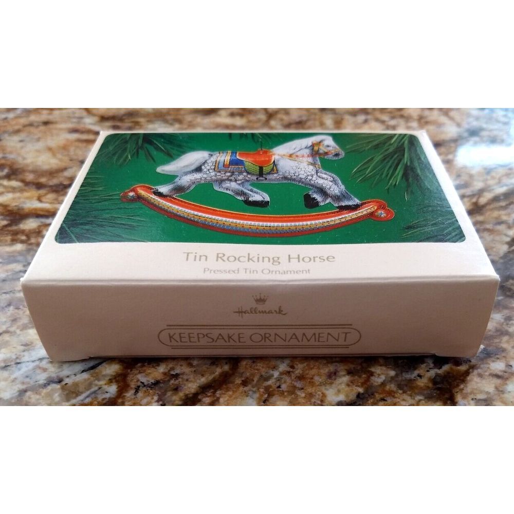 Hallmark TIN ROCKING HORSE Keepsake Christmas Ornament Vintage 1983 Original Box